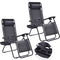 2 Pieces Folding Lounge Chair with Zero Gravity - Black