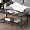 Metal Frame Wood Coffee Table Console Table with Storage Shelf-Black