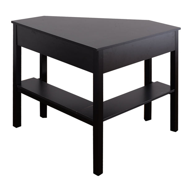 Corner Wooden Piece Laptop Computer Desk-Black