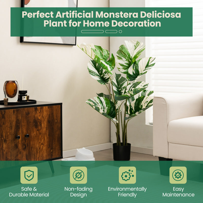 2 Pack 4 Feet Artificial Monstera Deliciosa Plants for Home Office