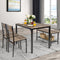 4 Pieces Rustic Dining Table Set with 2 Chairs and Bench-Gray
