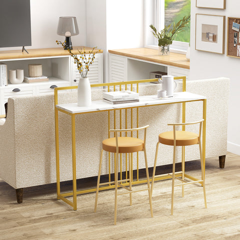 47 Inch Long Entryway Table with Faux Marble Top and Baffle-White