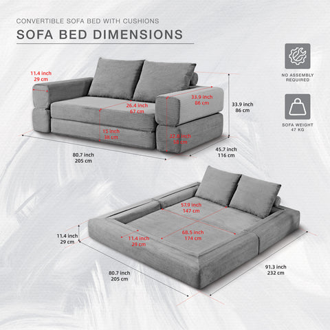 CozyFold Sofa Bed （Grey)