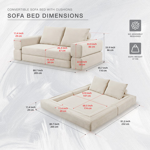 CozyFold Sofa Bed （Ivory)