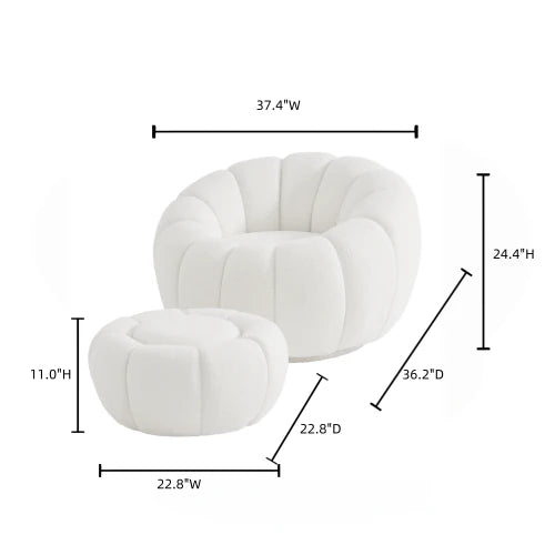 Sable Chair with Ottoman White