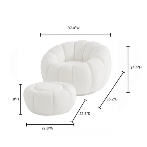 Sable Chair with Ottoman White