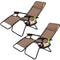 2 Pieces Folding Lounge Chair with Zero Gravity-Brown