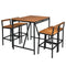 5 Pieces Outdoor Acacia Wood and PE Rattan Bar Set