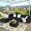 6 Pieces Outdoor Patio Rattan Furniture Set Sofa Ottoman