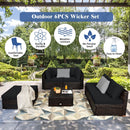 6 Pieces Outdoor Patio Rattan Furniture Set Sofa Ottoman