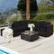 6 Pieces Outdoor Patio Rattan Furniture Set Sofa Ottoman