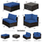 6 Pieces Outdoor Patio Rattan Furniture Set Sofa Ottoman