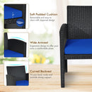 4 Pieces Rattan Patio Furniture Set with Weather Resistant Cushions and Tempered Glass Tabletop-Navy