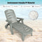 5 Position Adjustable Folding Lounger Chaise Chair on Wheels-Gray