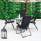 Set of 4 Patio Folding Chairs with Adjustable Backrest-Black