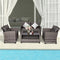 4 Pieces Patio Rattan Furniture Set Coffee Table Cushioned Sofa-Gray