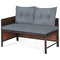 3 Pieces Patio Wicker Rattan Sofa Set-Gray