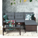 3 Pieces Patio Wicker Rattan Sofa Set-Gray