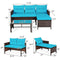 3 Pieces Patio Wicker Rattan Sofa Set-Turquoise