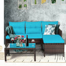 3 Pieces Patio Wicker Rattan Sofa Set-Turquoise