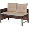 3 Pieces Patio Wicker Rattan Sofa Set-Beige