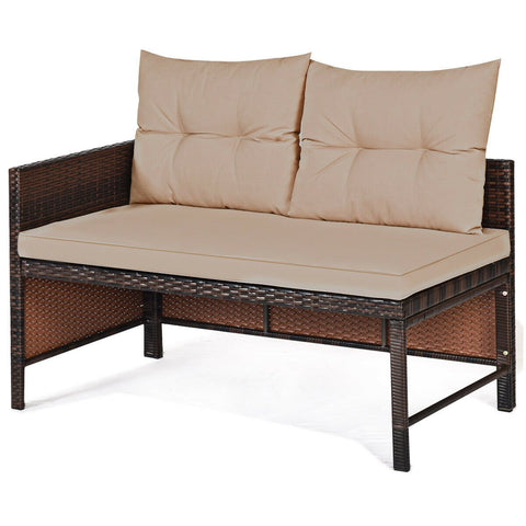 3 Pieces Patio Wicker Rattan Sofa Set-Beige