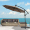 10 ft 360 Rotation Solar Powered LED Patio Offset Umbrella without Weight Base-Tan
