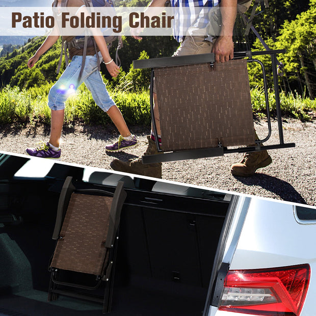 4 Pieces Folding Dining Chairs with Steel Armrests and Sling Back