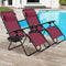 2 Pieces Folding Lounge Chair with Zero Gravity-Wine