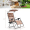 Folding Recliner Lounge Chair w/ Shade Canopy Cup Holder-Coffee