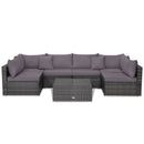 7 Pieces Patio Rattan Furniture Set Sectional Sofa Garden Cushion-Gray