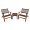 3 Pieces Outdoor Wooden Patio Rattan Furniture Set