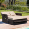 Patio Rattan Lounge Chair Set with 4-Level Adjustable Backrest and Retractable Side Tray-Brown