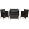 4 Pieces Rattan Sofa Set with Glass Table and Comfortable Wicker for Outdoor Patio-Black