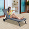 6-Position Adjustable Fabric Outdoor Patio Recliner Chair-Gray