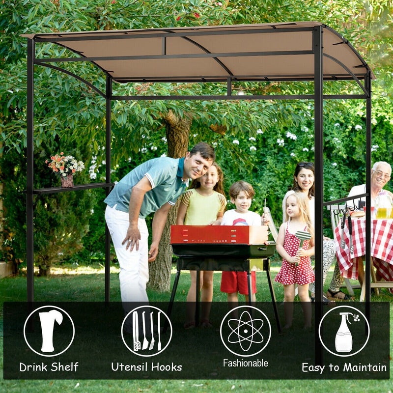 7 x 4.5 Feet Grill Gazebo Outdoor Patio Garden BBQ Canopy Shelter-Brown