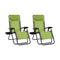 2 Pieces Folding Lounge Chair with Zero Gravity-Green