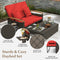 Outdoor Wicker Daybed with Folding Panels and Storage Ottoman-Red
