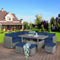 7 Pieces Patio Rattan Dining Furniture Sectional Sofa Set with Wicker Ottoman-Navy