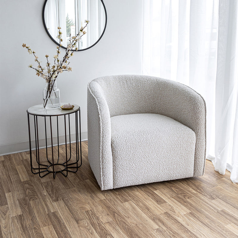 Evita Swivel Chair - Off White Boucle