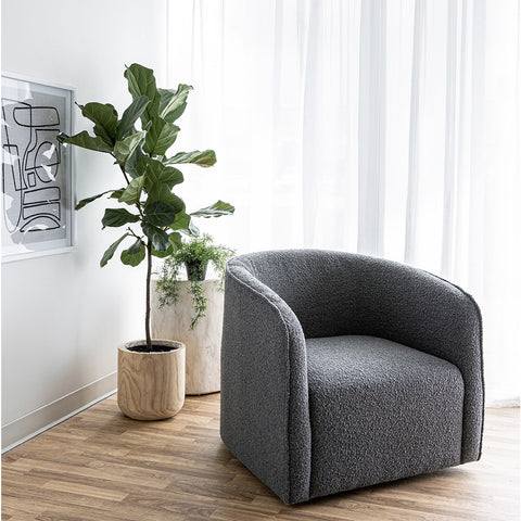 Evita Swivel Chair - Slate Boucle