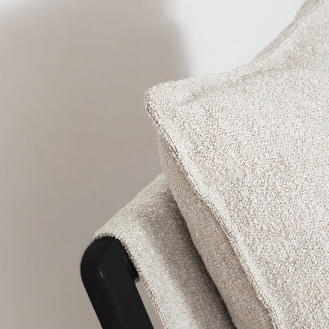 Finn Sling Chair - Black Frame - Taupe Boucle