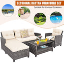 4 Pieces Patio Rattan Furniture Set with Cushion and Table Shelf-Off White