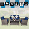 4 Pieces Patio Rattan Furniture Set Coffee Table Cushioned Sofa-Navy