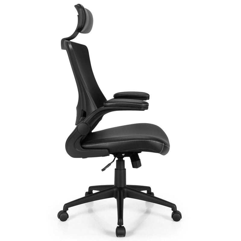 High-Back Executive Chair with Adjustable Lumbar Support and Headrest-Black