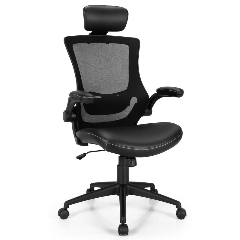 Dropship High Back Office Chair With Lifting Headrest, Adjustable Built-in  Lumbar Support, Flip Arms, Executive Computer Chair Swivel Desk Chair Thick  Padded Ergonomic Design For Back Pain (Black) to Sell Online at