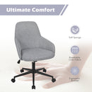 Linen Accent Adjustable Rolling Swivel Home Office Chair with Armrest-Gray