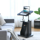 Adjustable Mobile Standing Desk Cart with Tilt Desktop and Cabinet-Black