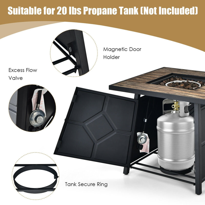 40 000 BTU 28 Inches Propane Gas Fire Pit Table With Cover