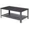 Metal Frame Wood Coffee Table Console Table with Storage Shelf-Black